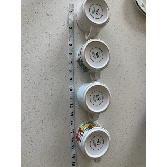 Pier 1 Stacking Festive Holiday Mugs Winter Scene Christmas Village Stoneware - Picture 10 of 12